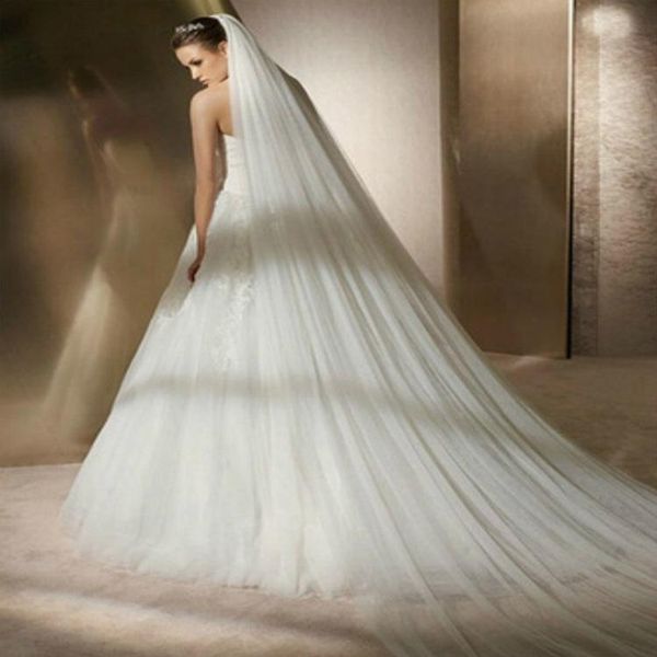 

bridal veils miara.l bride wedding veil long tail 3 meters simple light yarn, Black