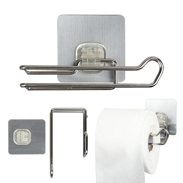 

toilet paper holders kitchen roll towel holder stand stainless steel repeatedly stick hooks rack bathroom storage accessories
