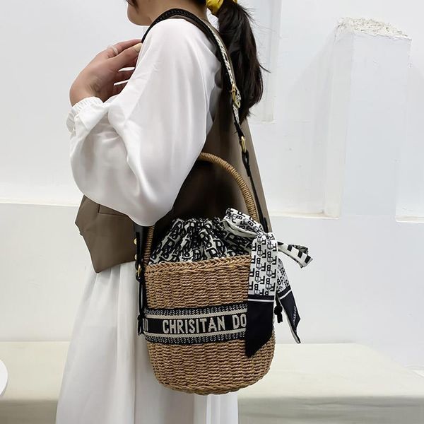

luxury herme handbags and storage d home woven 2021 new summer straw portable vegetable basket single shoulder women's l
