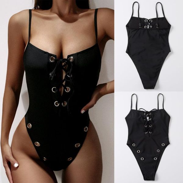 

women's swimwear ladies beach fashion open back bikini large size one piece swimsuit girls bathing suits monokini maillot bain femme, White;black
