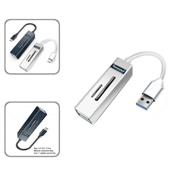 

hubs 5 in 1 portable usb type-c tf/sd-card plug play cable hub wide application expansion dock widely compatible
