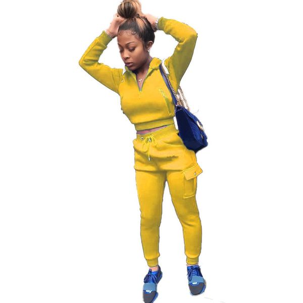 

active wear tracksuits women's sets zipper up long sleeve crop sweatshirt and drawstring jogger sweatpant loungewear 2 pcs suits s-2xl, Gray