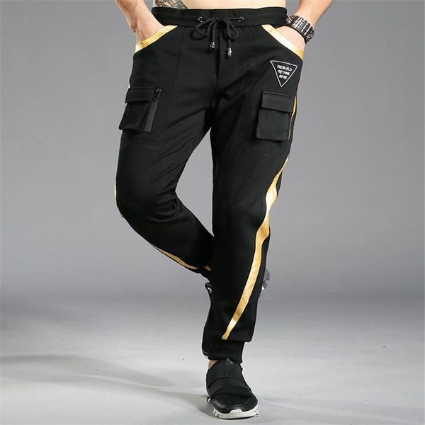 

the male trousers casual pants sweatpants cotton men's, Black