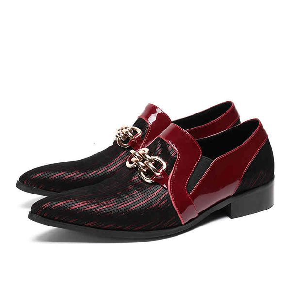 

dress shoes christia bella brand fashion mens genuine leather men slippers red party wedding formal men's flats ekrs, Black