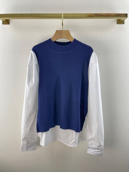

autumn and winter bubble sleeve fake two shirts, White