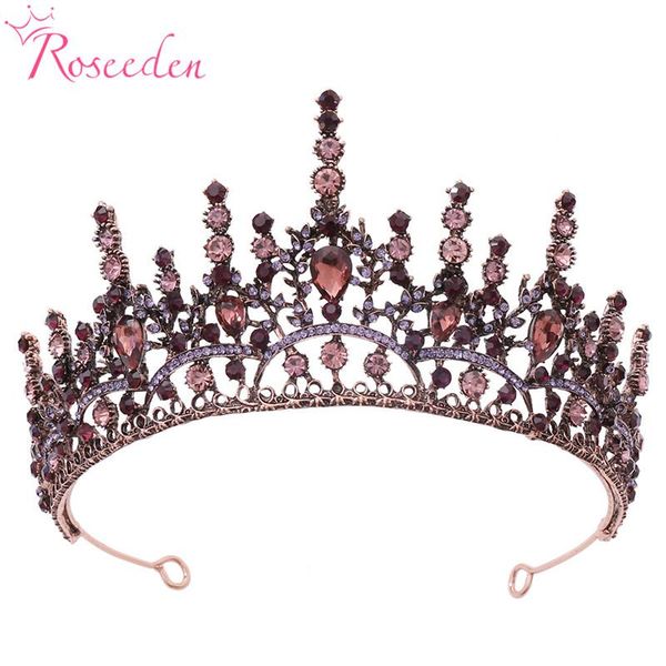 

hair clips & barrettes antique rose gold crystal crowns bride tiara fashion queen wedding crown jewelry accessories re4228, Golden;silver