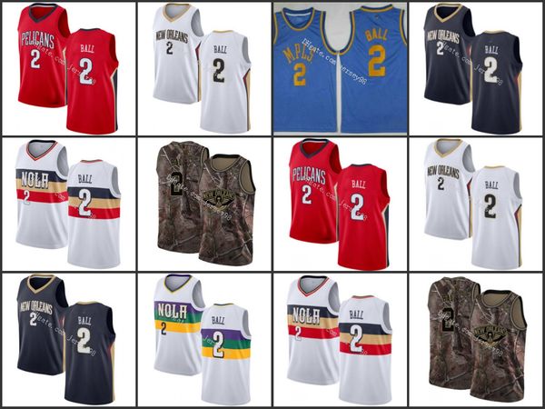 

new orleans pelicans men #2 lonzo ball retro basketball jersey, Black