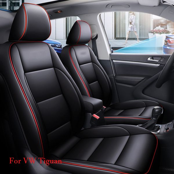 Capa de couro pu personalizada para assento de carro, para volkswagen vw tiguan, conjunto de proteção para assentos de carro, interior à prova d'água, acessórios automotivos 304m