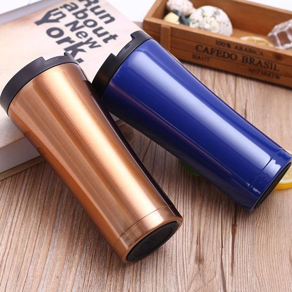 

water bottles stainless steel portable coffee cup with lid flip buckle large-capacity vacuum insulation thermostat 500ml