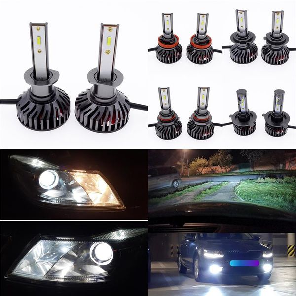 

car headlights 1 pair headlight bulb light led lamp auto fog kit 6000k h7 h1 h11 9005 h4 accessories