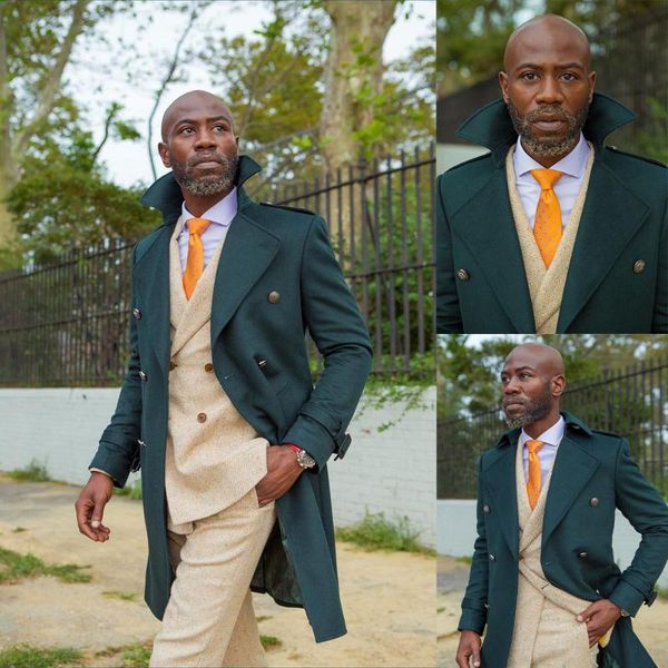 

men's wool & blends winter men woolen coat designed retro double-breasted long sleeve jacket casual handsome warm custom made daily ove, Black