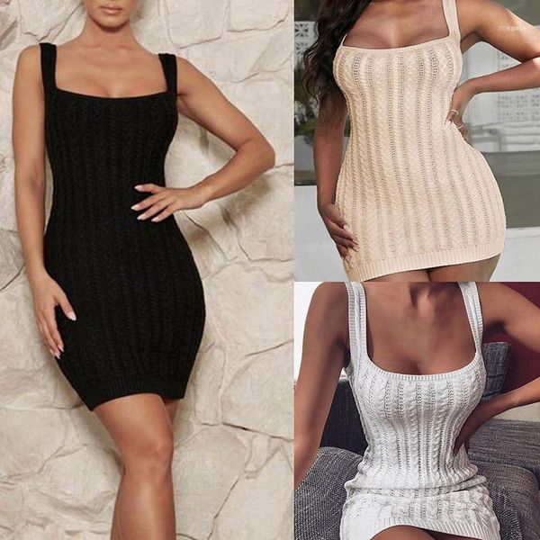 

autumn dress 2021 women o-neck backless party knitted sheath mini1, Black;gray