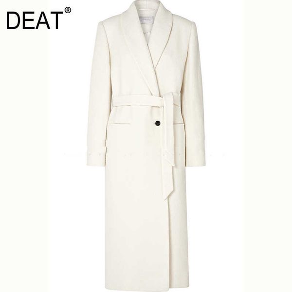 

[deat] loose fit temperament warm woolen coat parkas hooded long sleeve women fashion autumn winter 13s560 210527, Black