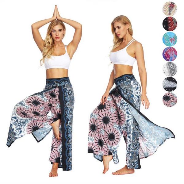 

women's pants & capris bohemian slacks trousers digital printed high waisted wide leg loose casual knickerbockers sweatpants, Black;white