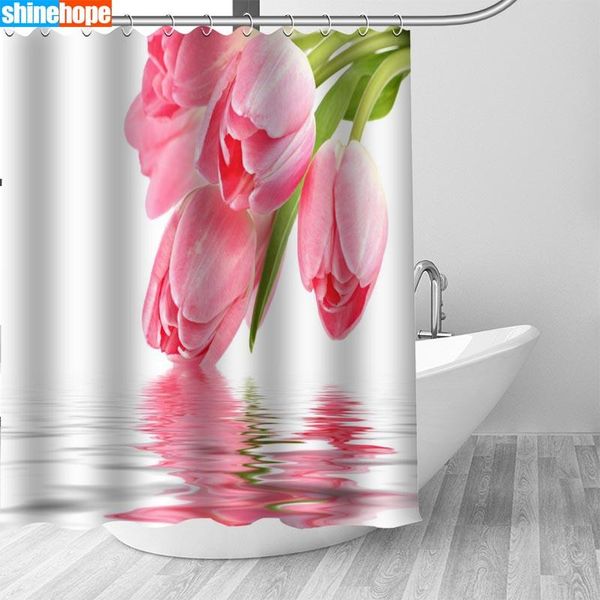 

shower curtains 150x180cm nordic pictures polyester waterproof tulip flower bath curtain in the bathroom