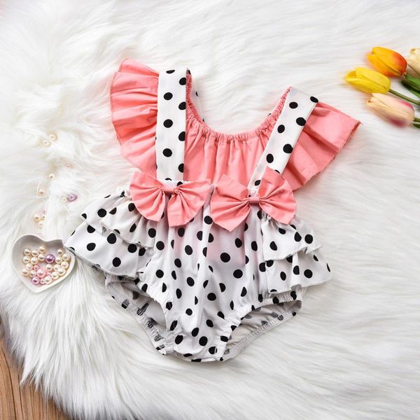 

clothing sets summer style born infant baby girls shirt bow dot ruffle suspender shorts outfits set vogue clothes, White