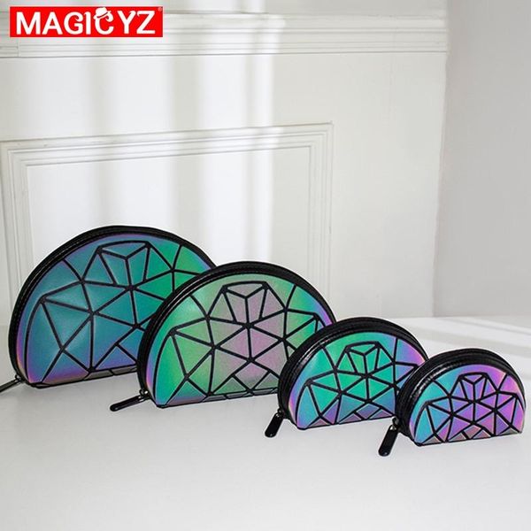 

fashion brand women's cosmetic bag set 4 pcs shell mini compact geometric luminous storage portable glow travel for girl bags & cases