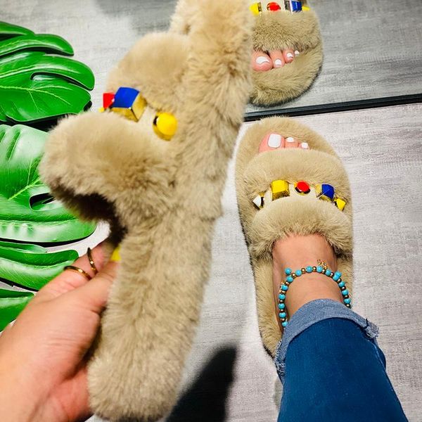 

women's slip on fuzzy slippers memory foam house outdoor indoor warm plush bedroom shoes scuff with fur lining, Black