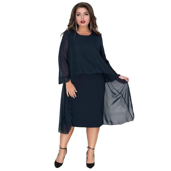 

casual dresses plus size women elegant gown a-line o-neck summer long special occasion vestidos de fiesta noche 6xl, Black;gray