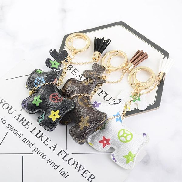 

keychains fashion keychain pu leather dog for women bag pendant jewelry trinket men's car key ring chain, Silver