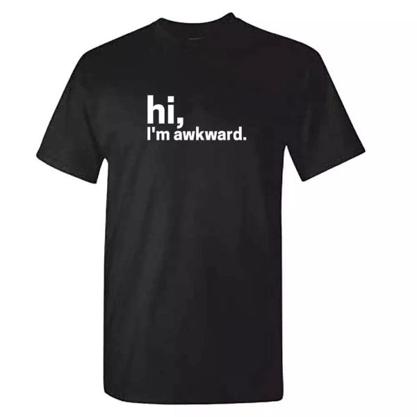 

hi im awkward slogan tshirt - funny anti social socially sarcasm humour t shirt, White;black