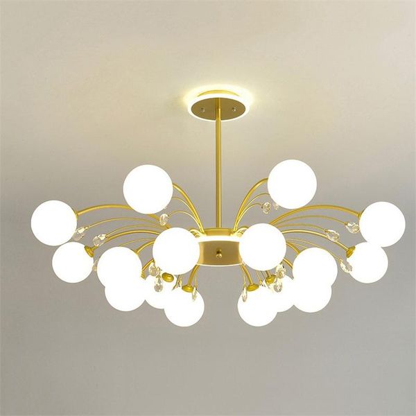 

pendant lamps nordic creative crystal glass chandeliers living room decor magic bean chandelier lighting modern simple household lamp