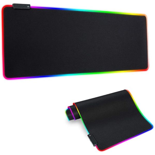 

mouse pads & wrist rests rgb gaming mat pad - large extended led mousepad with 14 lighting modes , anti-slip rubber base for gamer