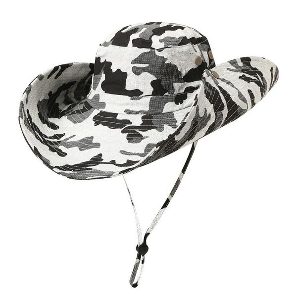 Chapéus ao ar livre camuflage boonie chapéu largo abeto de caça respirável Safari sol