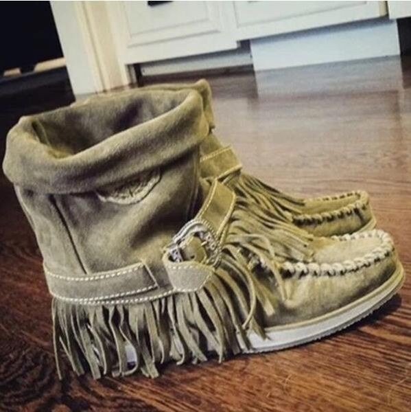 

boots women tassel british style cuff high frosted snow elevator wedge shoes female fashion casual flat, Black