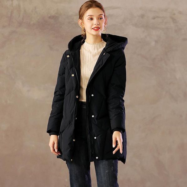 

Women's Down & Parkas Women Jacket Long Thickened Winter Black All-Matching Hooded Fashionable Coat Clothes QI2K