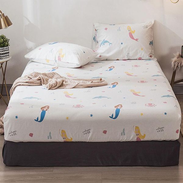 

sheets & sets single double cartoons cotton fitted sheet mattress cover four corners with elastic bed twin full queen king lining