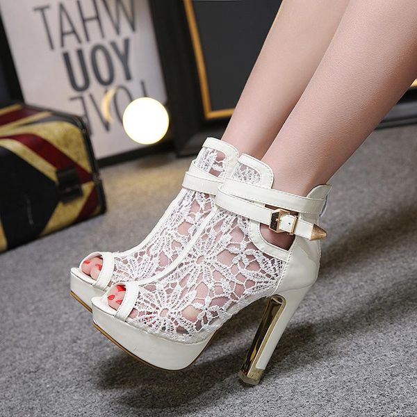 

dress shoes big size 42 lace thick heel woman sandals platform high 11cm white black heels for women peep gladiator boots