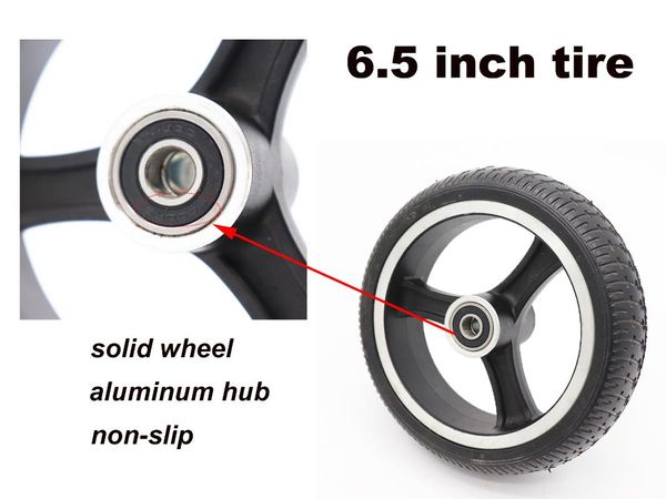 

6.5 inch wheels electric bike motorcycle scooter tire rubber wheel and aluminum hub non pneumatic solid & tires