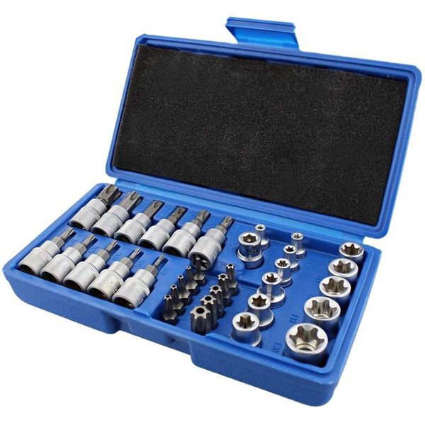 

hand tools 34pcs torx socket set triple square bit star male female