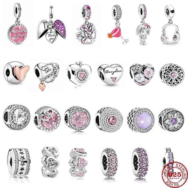 

925 sterling silver color flower love wine coffee glass pendant diy fine beads fit original pandora charm bracelet jewelry