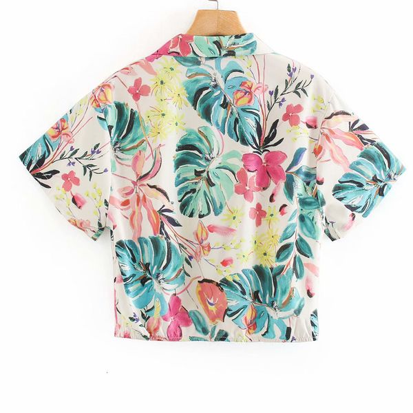

blouses stylish wild lapel single-breasted short-sleeved fun print female shirt harajuku colorful sweet casual holiday women's, White
