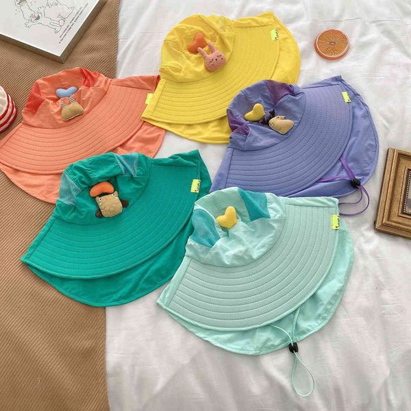 

2021 summer new big brim doll children's hat baby fisherman's cute basin hat, Yellow