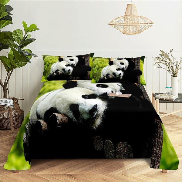 

sheets & sets panda 0.9/1.2/1.5/1.8/2.0m digital printing polyester bed flat sheet with case print bedding set