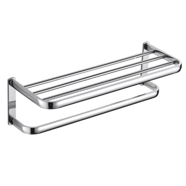 

hooks & rails 1pc wall-mounted bath towel rack household bathroom storage (silver)