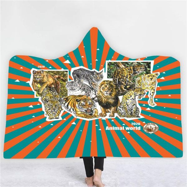 

blankets animal world lion tiger hoodie wearable blanket fleece cozy ultra-soft light weight warm adults kids gift