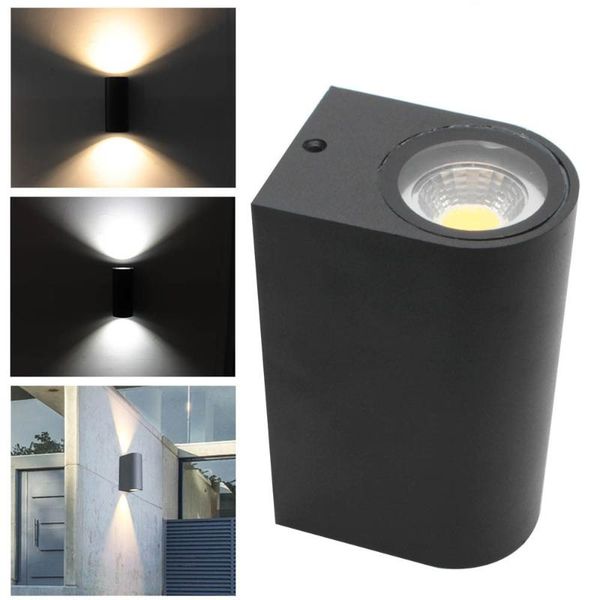 

outdoor wall lamps ip44 6w double up & down light led bulbs included - black