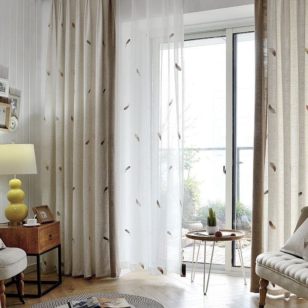 

curtain & drapes modern style cotton linen fabric embroidere for living room blackout blinds bedroom balcony cortina de quarto