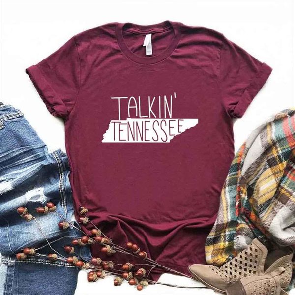 

talkin tennessee print cotton casual women t shirts funny yong girl tee a 1229, White