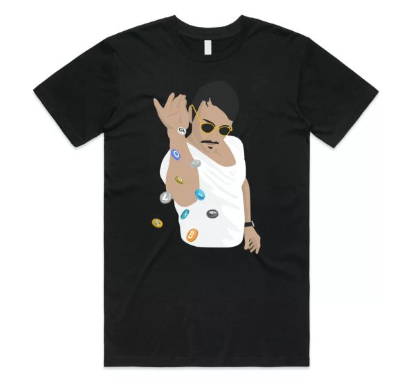 

crypto salt bae t-shirt tee funny cryptocurrency bitcoin ethereum litecoin doge, White;black