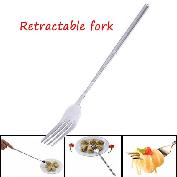 

forks stainless steel long handle dinner fork creative retractable dessert fruit el party supplies dinnerware steak