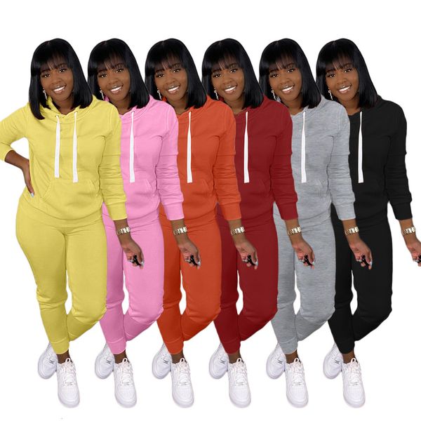 

womens designer tracksuits long sleeve crew neck solid color hoodies skinney pants 2pcs suit fashion casual female clothing, Gray