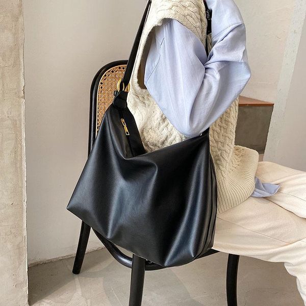 

large capacity women hobos bag 2021 simple female folding shoulder handbag for ladies handle evening bags