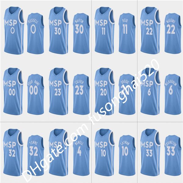 

print men's women kids any player d'angelo russell karl-anthony towns omari spellman james johnson basketball jerseys custom blue, Black;red