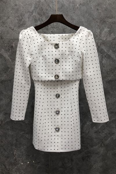 

xiaozi west polka dot short coat suspender dress two-piece womens clothing autumn european goods new suit 9dd, White;black
