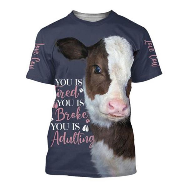 

men's t-shirts leisure farm t-shirt cows print streetwear mens/womens oversized short sleeve harajuku delivery, White;black